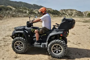 A driver who is ready for his quad biking adventure